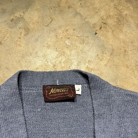 Vintage 80s Nowell's Blue/Grey Wool Sweater Vest Cardigan - Picture 3 of 4
